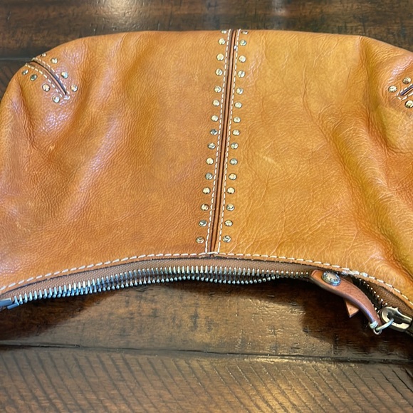 VTG MICHAEL KORS Camel Brown Leather Studded Boho Hippie Shoulder Bag Purse - Picture 15 of 16